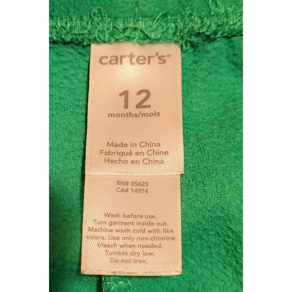Carter's Kids Green & Yellow Crocodile Jacket & Pants Set Size 12 Months
